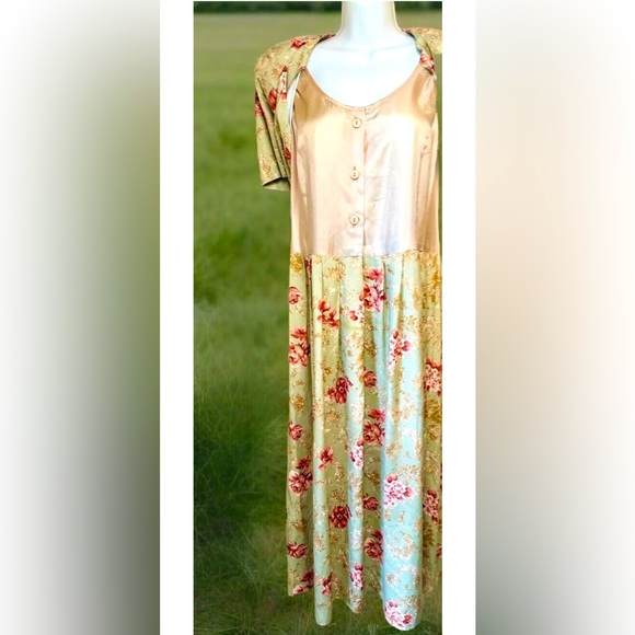 🌹KARIN STEVENS🌹 VTG FLORAL ATTACHED JACKET MULTI LOOKS PEARL BUTTON TEA DRESS - Picture 5 of 13